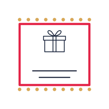 A stamp label composition featuring wrapped gift box for Valentine’s Day designs.