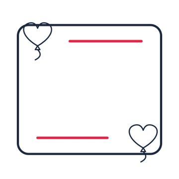 A corner frame composition featuring valentine heart balloon for Valentine’s Day designs.