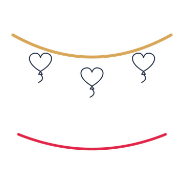 A garland composition featuring valentine heart balloon for Valentine’s Day designs.