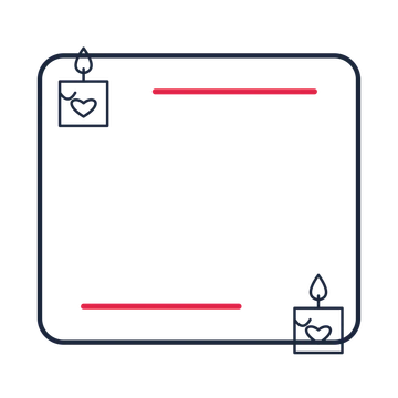A corner frame composition featuring valentine heart candle for Valentine’s Day designs.