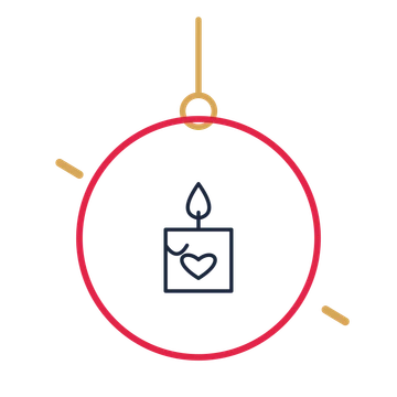 A hanging ornament composition featuring valentine heart candle for Valentine’s Day designs.