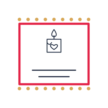 A stamp label composition featuring valentine heart candle for Valentine’s Day designs.