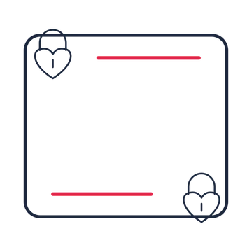 A corner frame composition featuring heart-shaped padlock for Valentine’s Day designs.