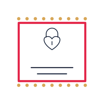 A stamp label composition featuring heart-shaped padlock for Valentine’s Day designs.