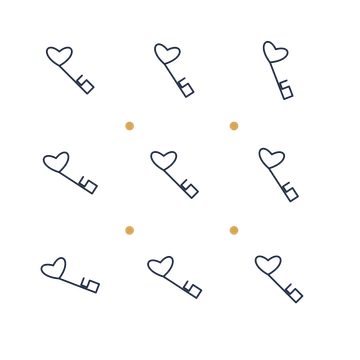 A scattered pattern composition featuring valentine heart key for Valentine’s Day designs.