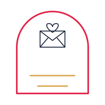 A arch label composition featuring valentine love letter for Valentine’s Day designs.