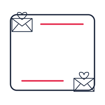 A corner frame composition featuring valentine love letter for Valentine’s Day designs.