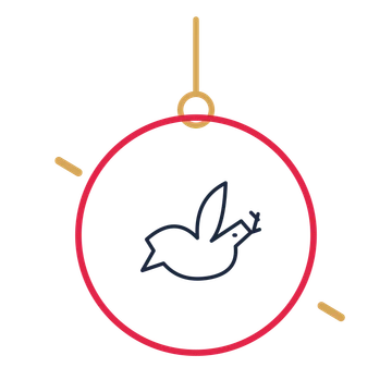A hanging ornament composition featuring wedding dove carrying a leaf for Weddings designs.