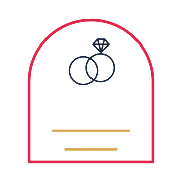 A arch label composition featuring interlocking wedding rings for Weddings designs.