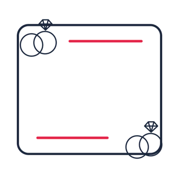 A corner frame composition featuring interlocking wedding rings for Weddings designs.