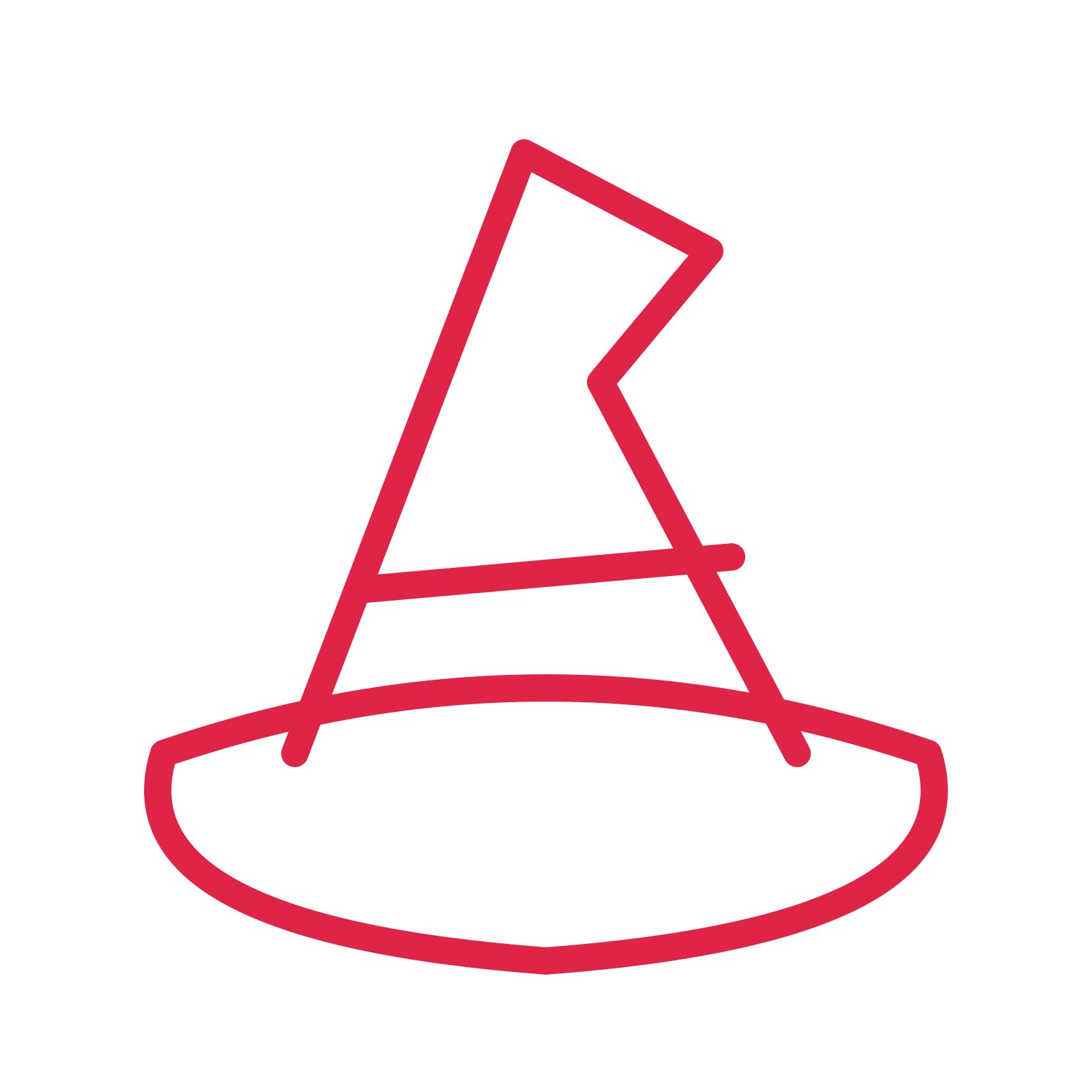 Witch hat in an outline drawing with clear rounded lines.