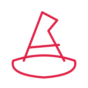 Witch hat in an outline drawing with clear rounded lines.