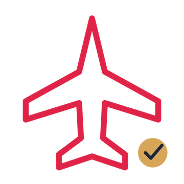 Passenger airplane drawn as an accent icon with clean rounded lines.