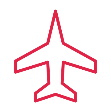 Passenger airplane drawn as an outline icon with clean rounded lines.