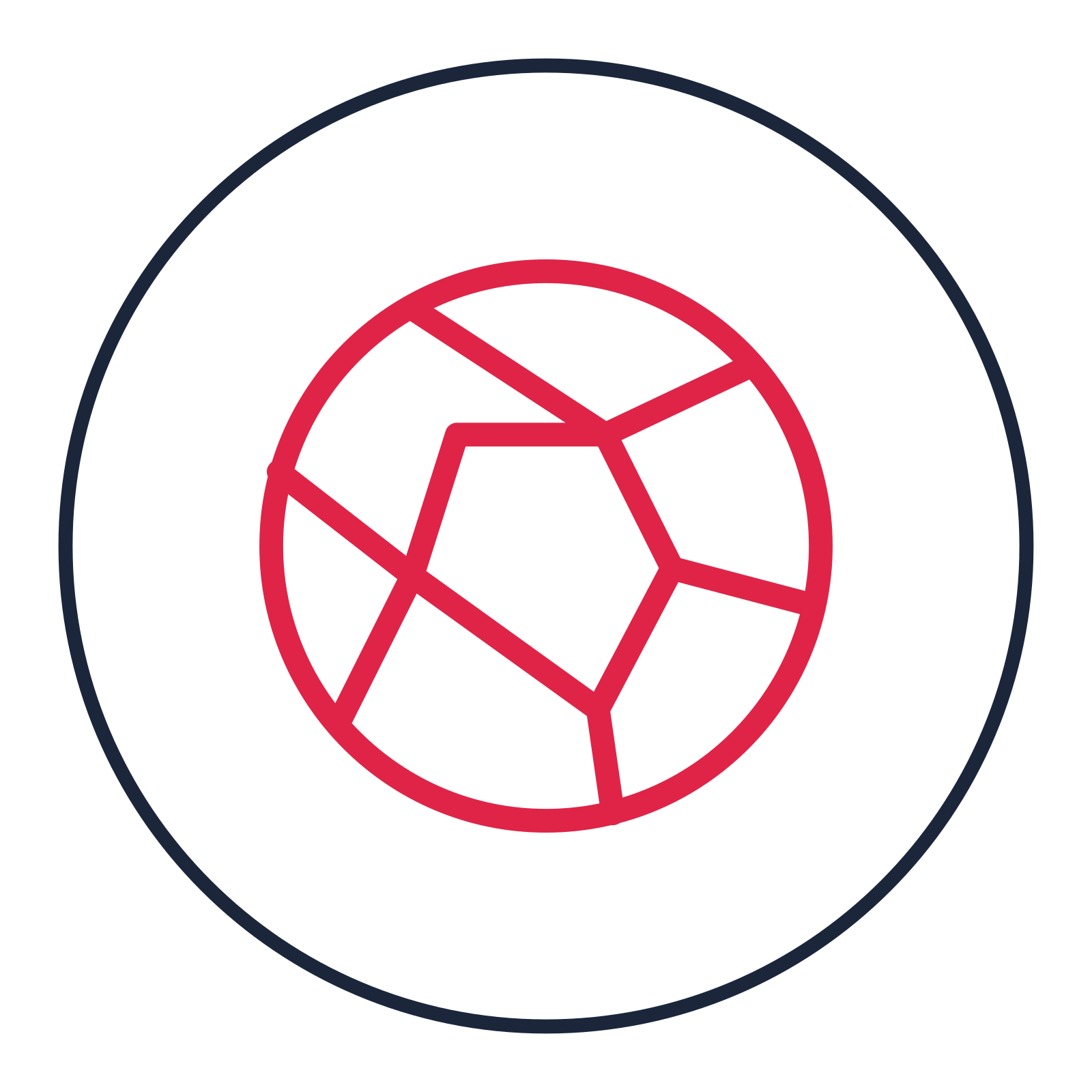 Camera aperture drawn as a medallion icon with clean rounded lines.
