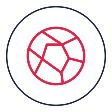Camera aperture drawn as a medallion icon with clean rounded lines.