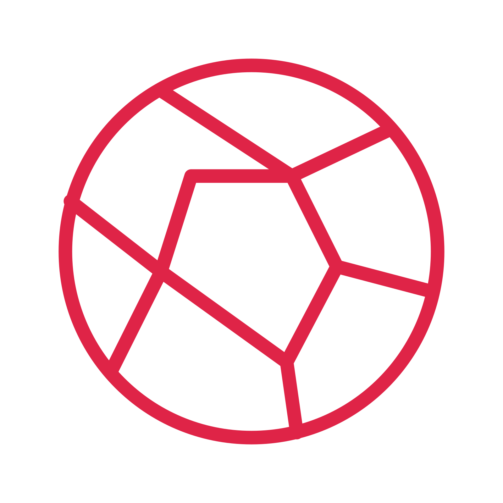 Camera aperture drawn as an outline icon with clean rounded lines.