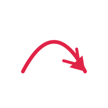 A arc directional arrow pointing east with a double arrowhead.