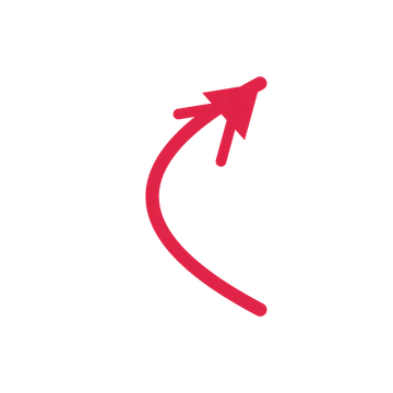 A arc directional arrow pointing north with a double arrowhead.