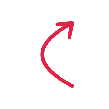 A arc directional arrow pointing north with an open arrowhead.