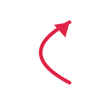 A arc directional arrow pointing north with a solid arrowhead.