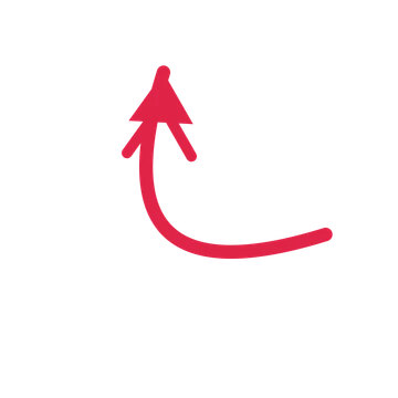 A arc directional arrow pointing north west with a double arrowhead.