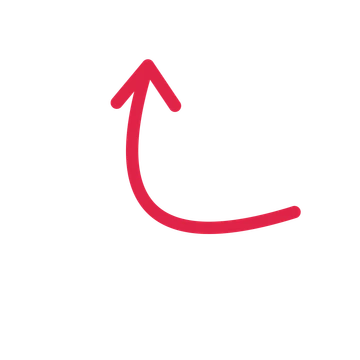A arc directional arrow pointing north west with an open arrowhead.