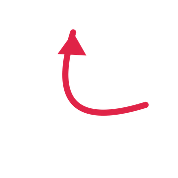 A arc directional arrow pointing north west with a solid arrowhead.