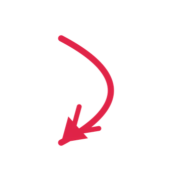 A arc directional arrow pointing south with a double arrowhead.
