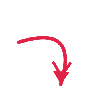 A arc directional arrow pointing south east with a double arrowhead.