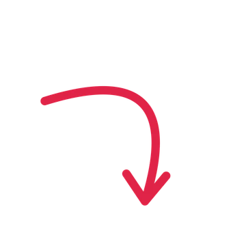 A arc directional arrow pointing south east with an open arrowhead.