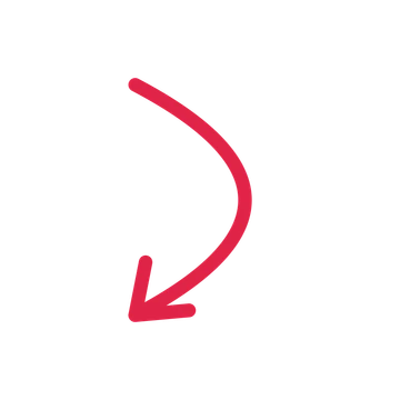 A arc directional arrow pointing south with an open arrowhead.