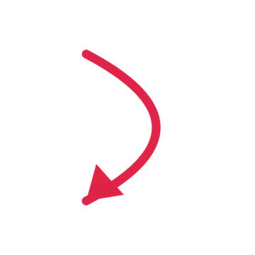 A arc directional arrow pointing south with a solid arrowhead.