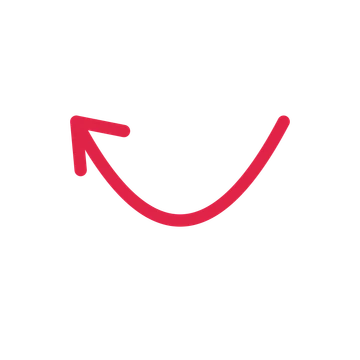 A arc directional arrow pointing west with an open arrowhead.
