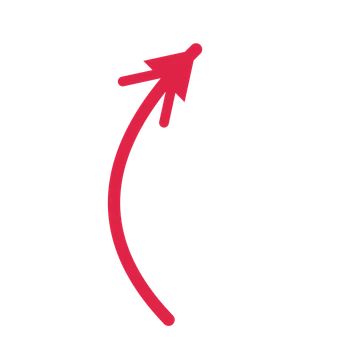A curve directional arrow pointing north east with a double arrowhead.