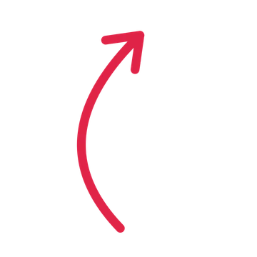 A curve directional arrow pointing north east with an open arrowhead.