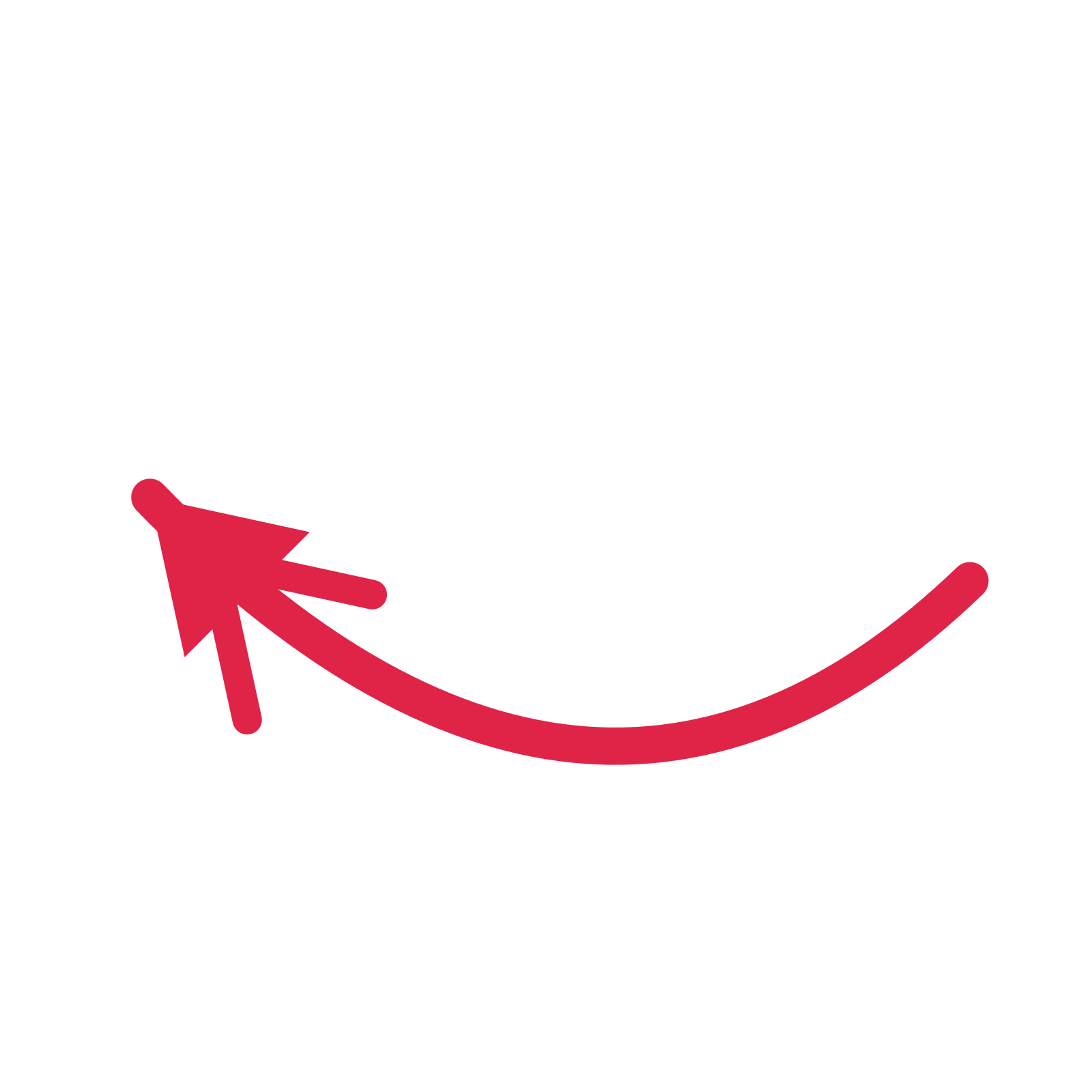 A curve directional arrow pointing north west with a double arrowhead.