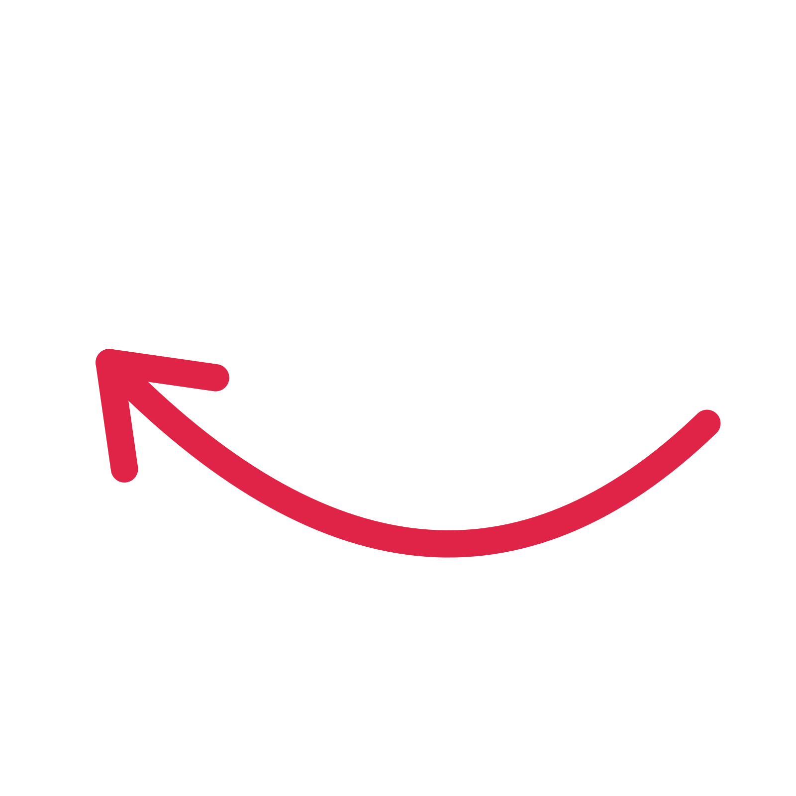 A curve directional arrow pointing north west with an open arrowhead.