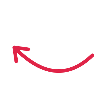 A curve directional arrow pointing north west with an open arrowhead.