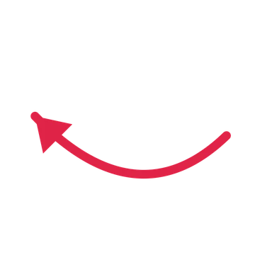 A curve directional arrow pointing north west with a solid arrowhead.