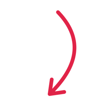 A curve directional arrow pointing south west with an open arrowhead.