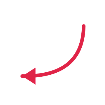 A curve directional arrow pointing west with a solid arrowhead.