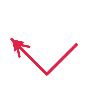 A elbow directional arrow pointing north west with a double arrowhead.