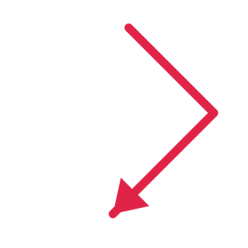 A elbow directional arrow pointing south west with a solid arrowhead.