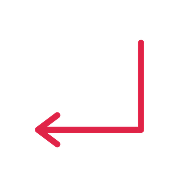 A elbow directional arrow pointing west with an open arrowhead.
