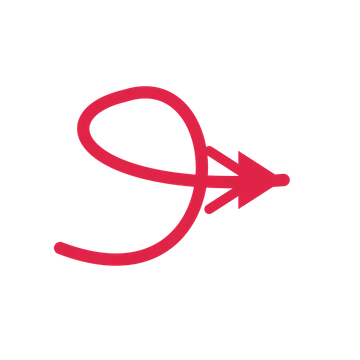 A loop directional arrow pointing east with a double arrowhead.