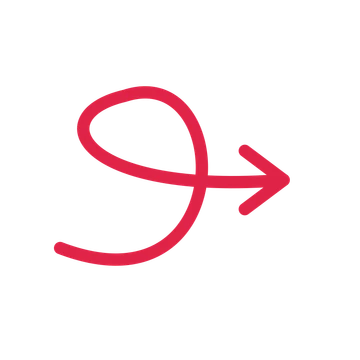 A loop directional arrow pointing east with an open arrowhead.