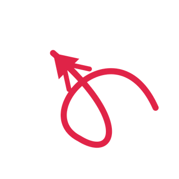 A loop directional arrow pointing north west with a double arrowhead.