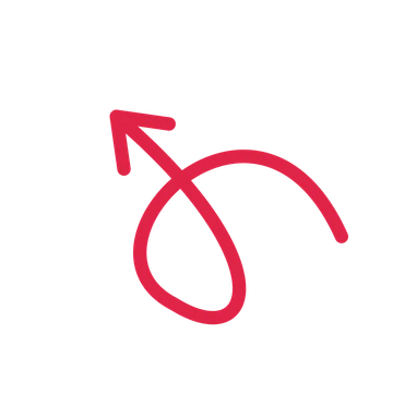 A loop directional arrow pointing north west with an open arrowhead.