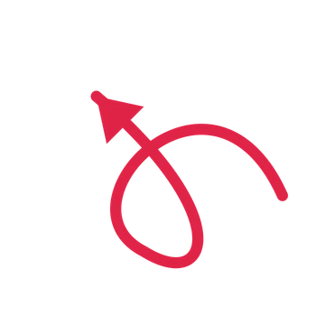 A loop directional arrow pointing north west with a solid arrowhead.